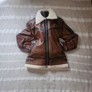 & Other Stories Brown Shearling Bomber Jacket